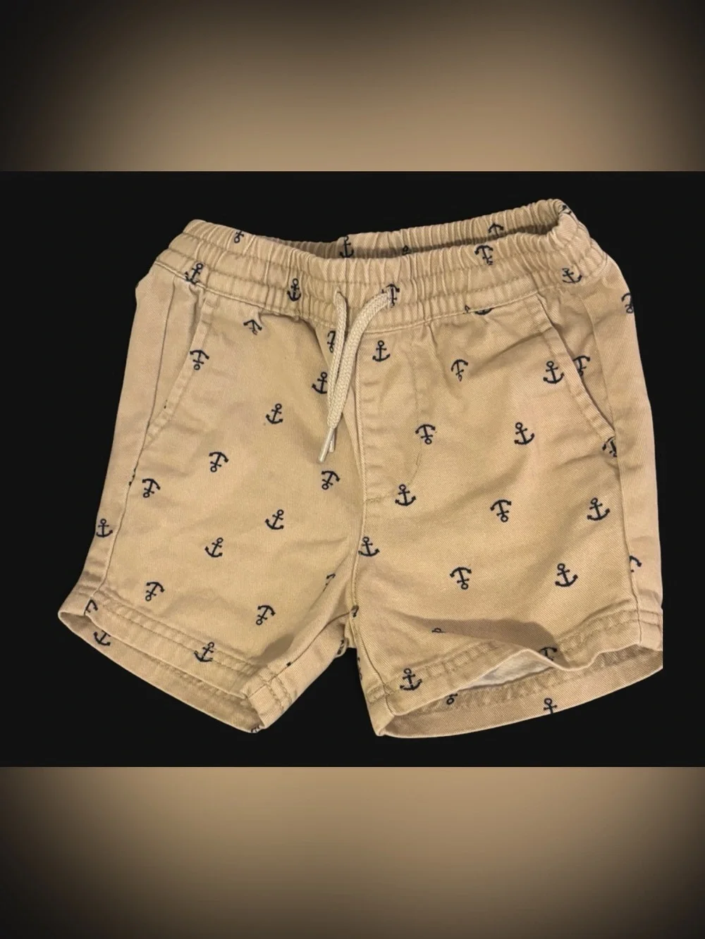 Old Navy Beige Shorts with Navy Anchor Print
